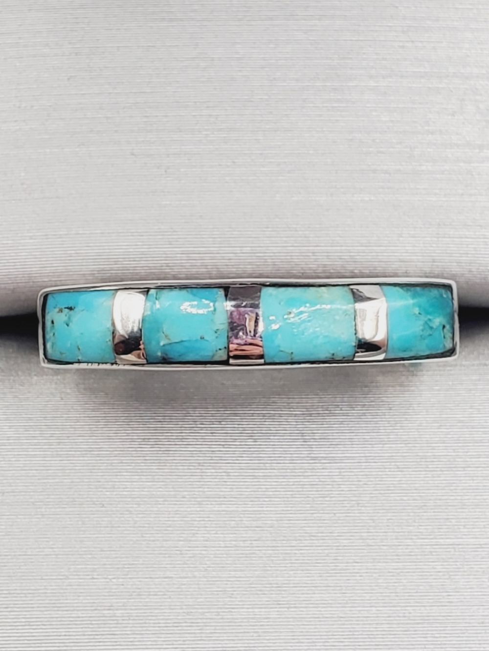 1 Carat Kingman Turquoise Inlay 925 Sterling Silver Band Ring